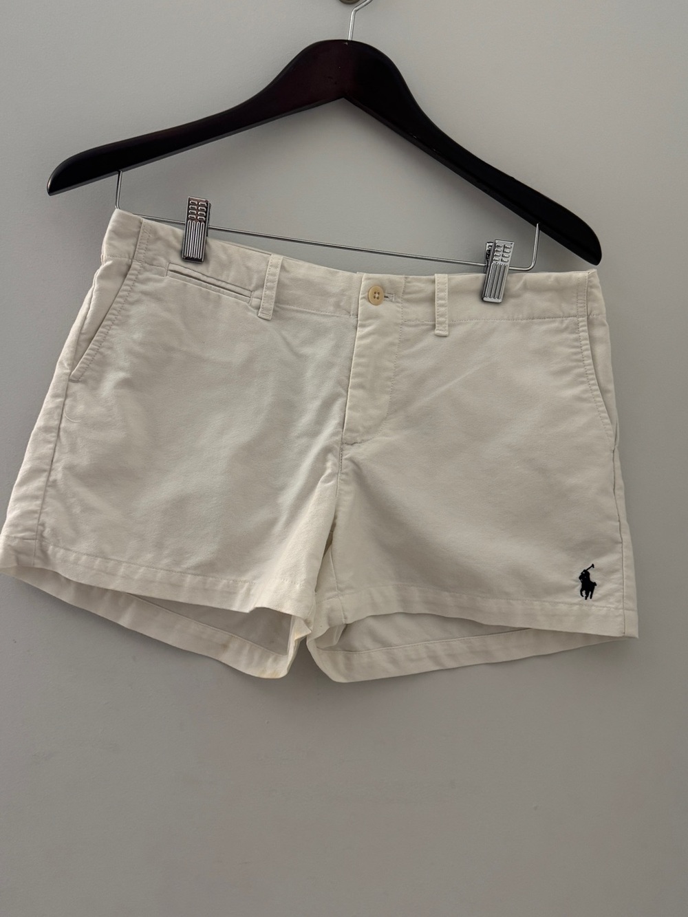 Ralph Lauren Cream Women's Jean-Style Shorts with Polo Logo